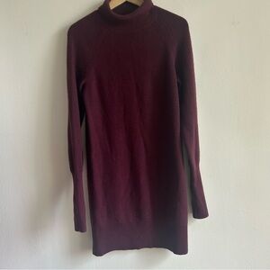 Banana Republic 100% Merino Wool Turtleneck Sweater Dress - Burgundy S